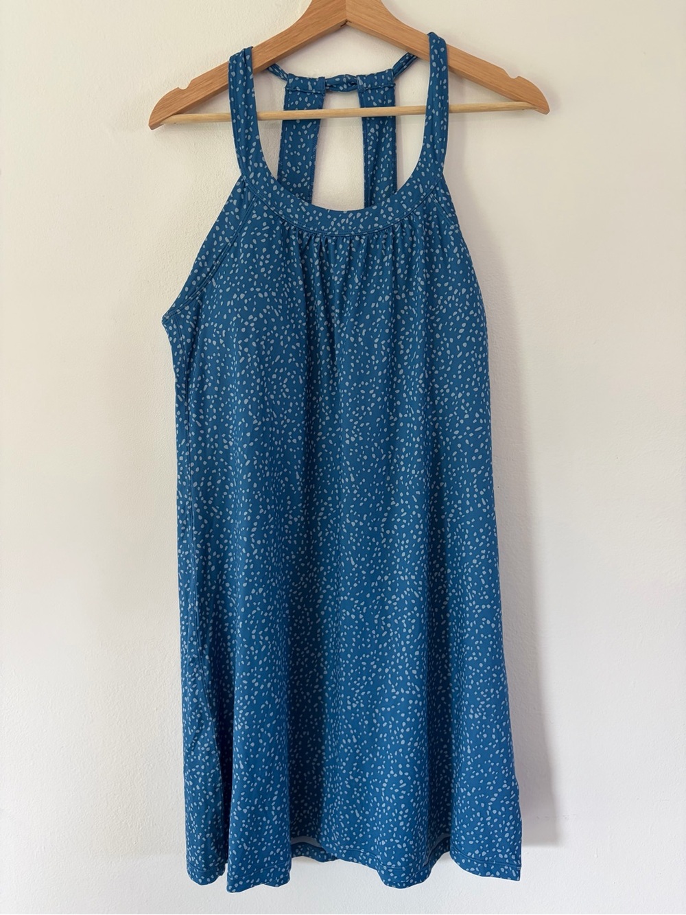 prAna Cantine Dress Blue Waters Spots Built-In Bra Size Large NWT